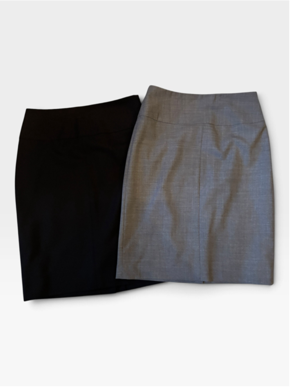 Lot of Two (2) Banana Republic Stretch Petite Dress Skirts - Size 0P Black & Gre